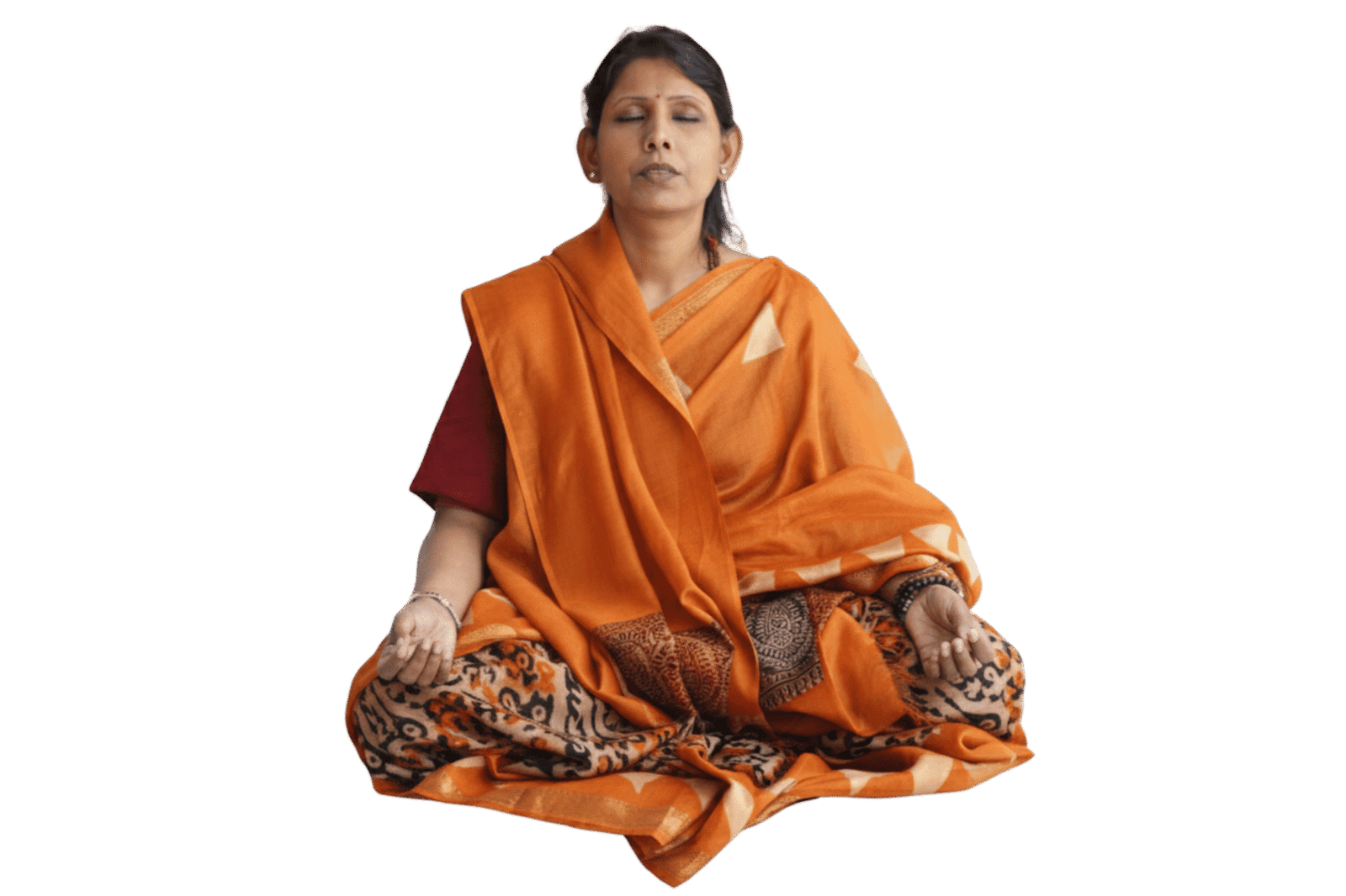 Woman meditating in lotus pose